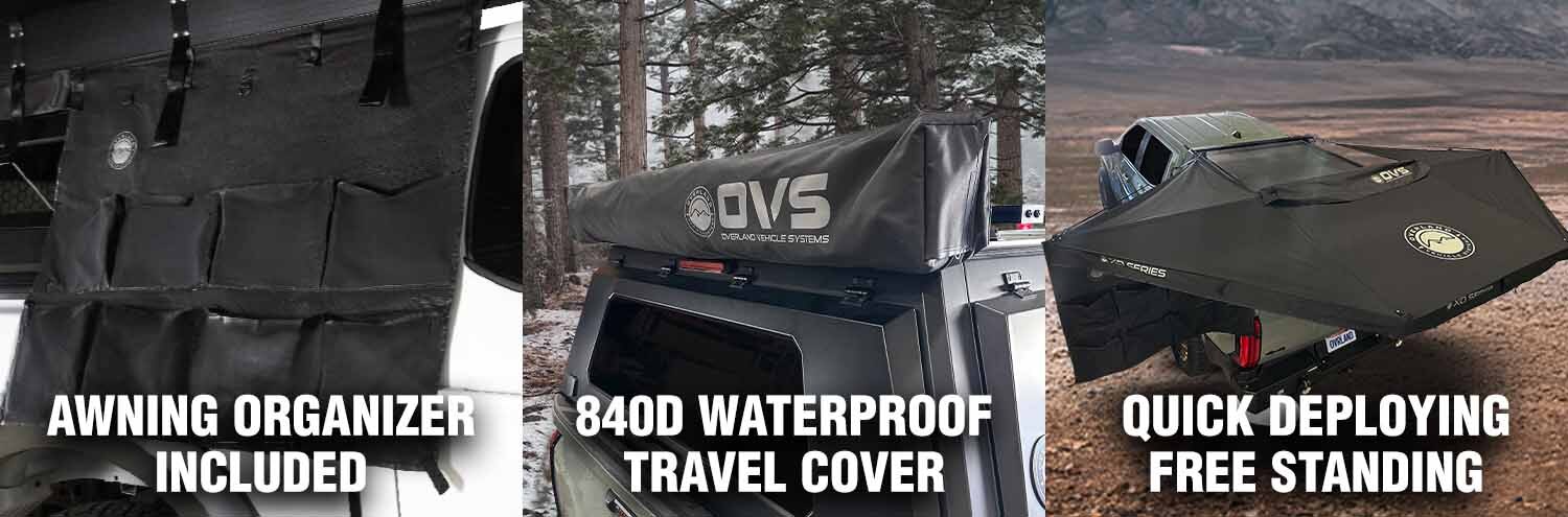 OVS XD Nomadic 315 awning organizer 840D waterproof travel cover quick deploying freestanding system