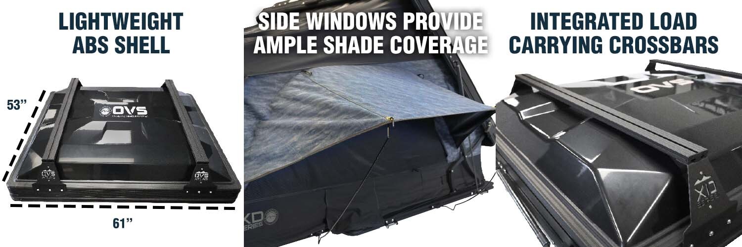 OVS XD Atlas features lightweight ABS shell side windows with shade coverage integrated load carrying crossbars