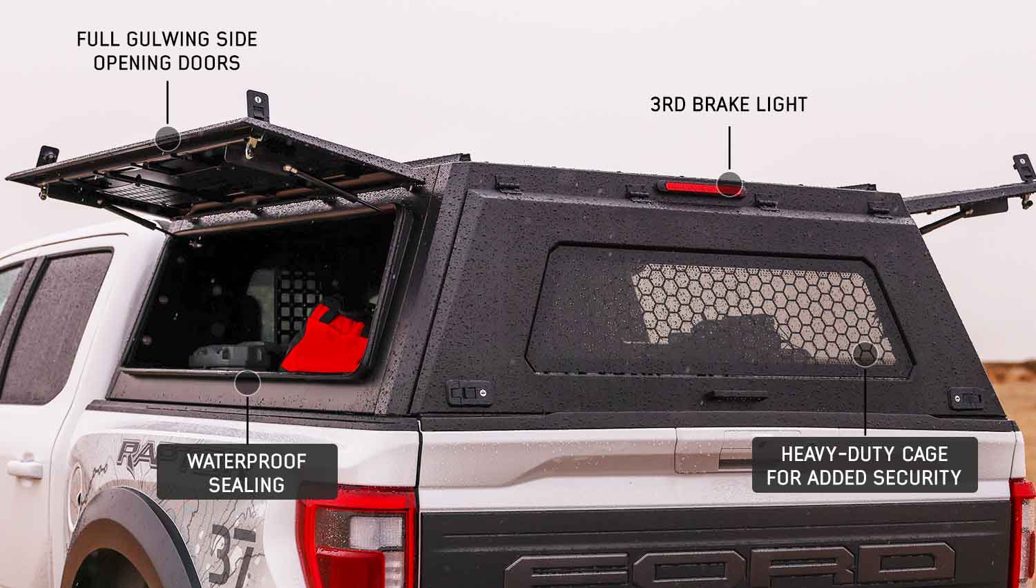 Expedition - Truck Cap W/Full Wing Doors, Front and Rear Windows