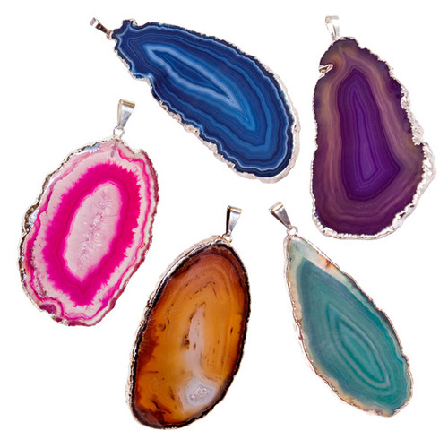 Agate Slice Pendant - Assorted (3)