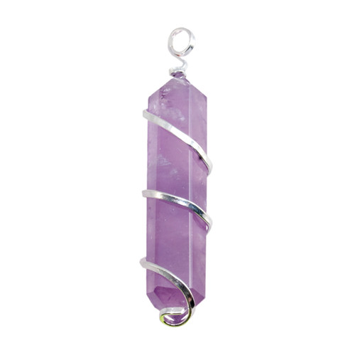 Silver Twist Point Pendant - Amethyst