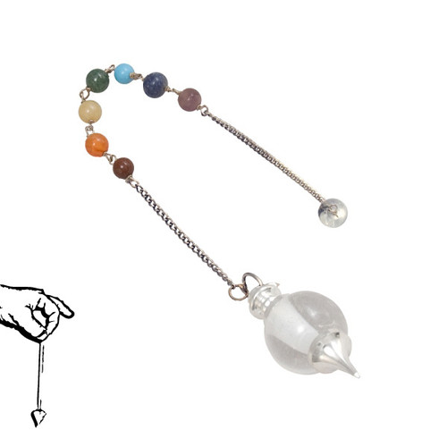 Chakra Teardrop Pendulum - Clear Quartz