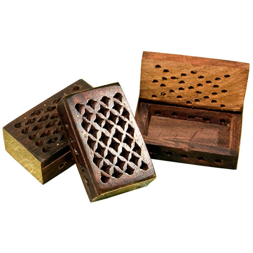 Wood Box with Fretwork Lid - Assorted (6)