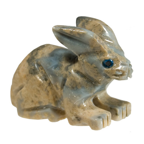 Carved Pocket Stone Rabbit - Assorted Onyx (3)