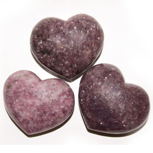 Puffy Heart Stones - Lepidolite (6)