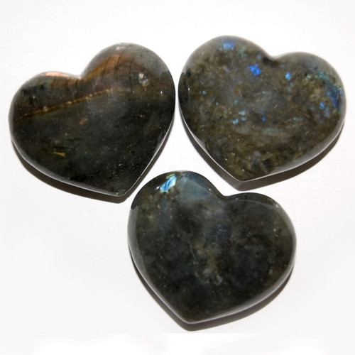 Puffy Heart Stones - Labradorite (6)
