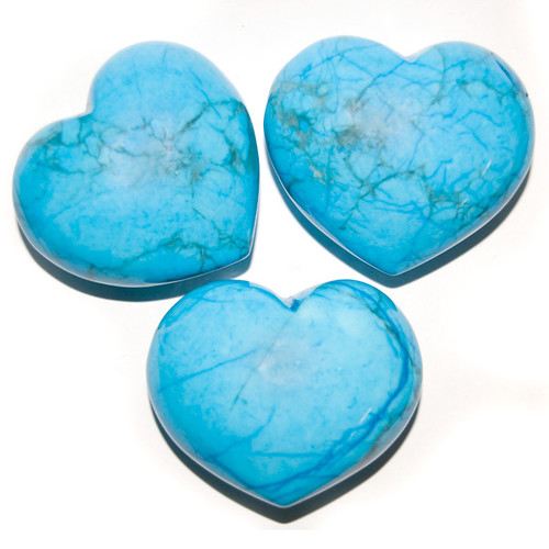 Puffy Heart Stones - Turquoise Howlite (6)