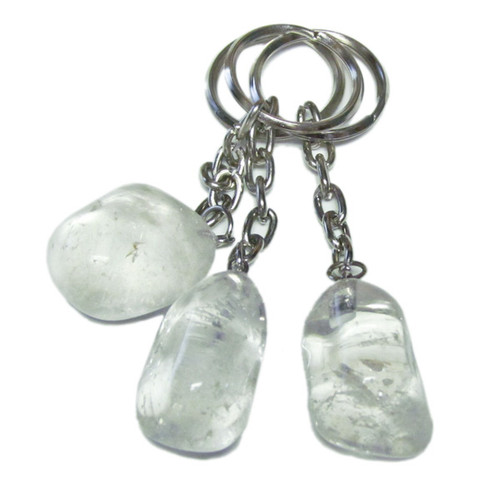 Tumbled Stone Keychains - Clear Quartz (12)