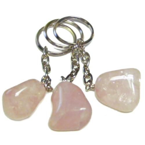 Tumbled Stone Keychains - Rose Quartz (12)