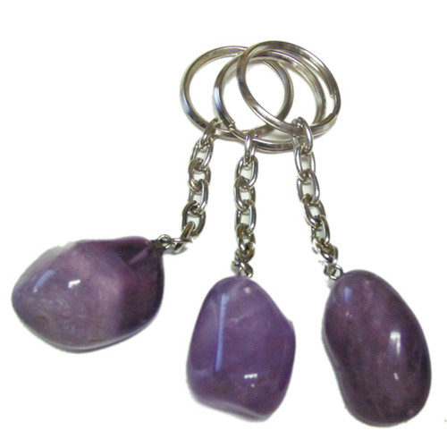 Tumbled Stone Keychains - Amethyst (12)