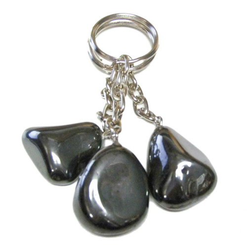 Tumbled Stone Keychains - Hematite (12)
