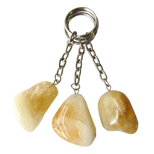 Tumbled Stone Keychains - Citrine (12) Tumbled Stone Keychains - Citrine (12)