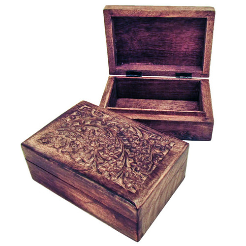 Carved Wood Box - Floral