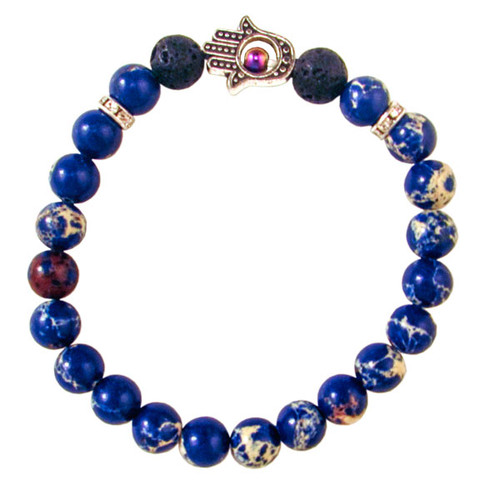 Hamsa Bracelet - Blue Imperial Jasper