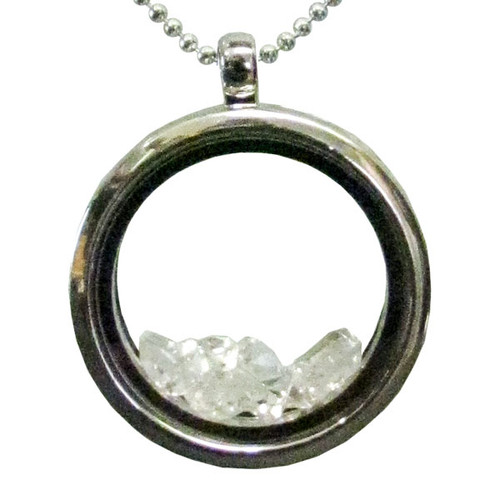 Glass Locket Necklace with Herkimer Diamonds