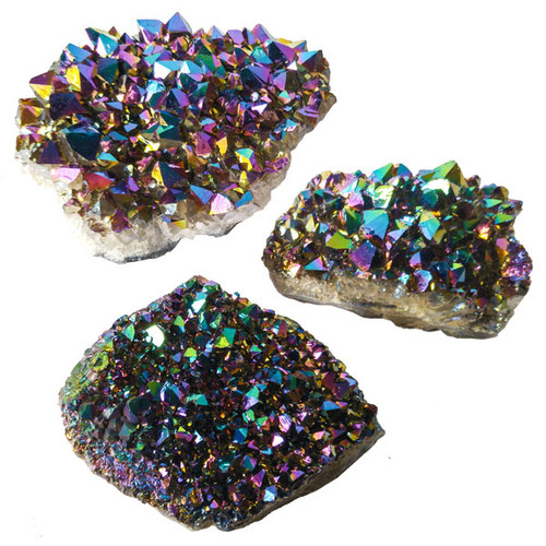 Rainbow Titanium Amethyst Crystal Clusters - Sm to Med