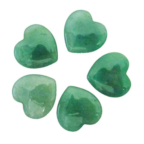 Mini Hearts - Green Aventurine 25 mm (12)