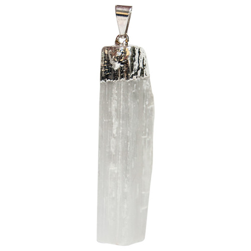 Rough Selenite Pendant - Electroplated