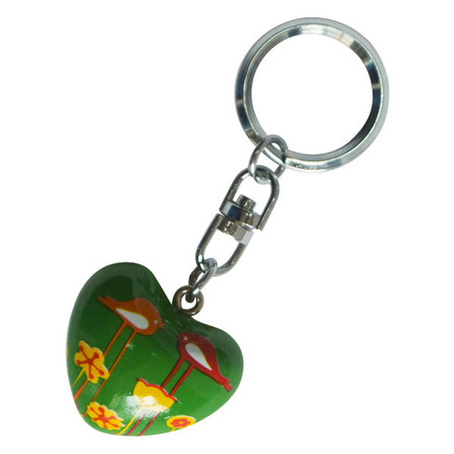 Harmony Heart Keychain - Green - Bird / Flower (6)