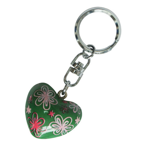 Harmony Heart Keychain - Green - Flowers (6) Harmony Heart Keychain - Green - Flowers (6)