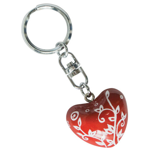 Harmony Heart Keychain - Red - White Vines (6) Harmony Heart Keychain - Red - White Vines (6)