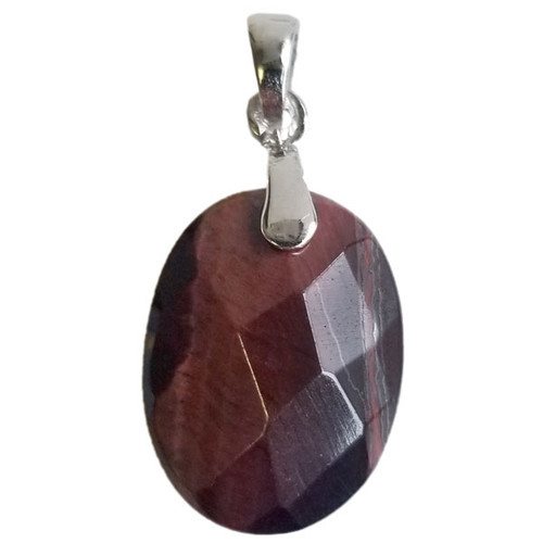 Faceted Oval Pendant - Red Tigereye Faceted Oval Pendant - Red Tigereye