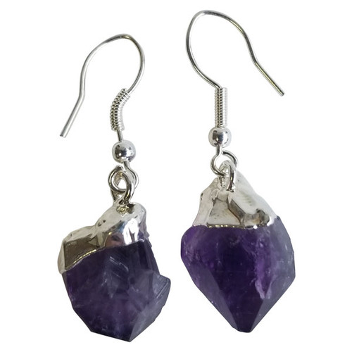 Earrings - Rough Point Amethyst