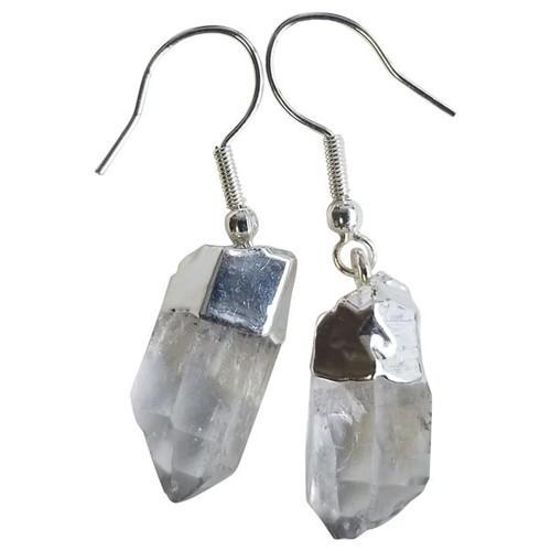 Earrings - Rough Point Clear Quartz