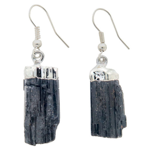 Earrings - Black Tourmaline Rough
