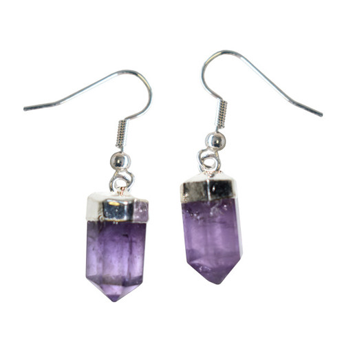 BACKORDER - Earrings - Amethyst Polished Faceted Point