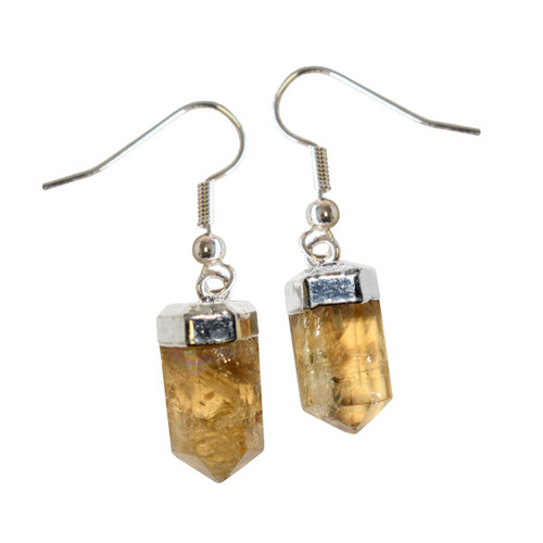 Earrings - Citrine Polished Faceted Point