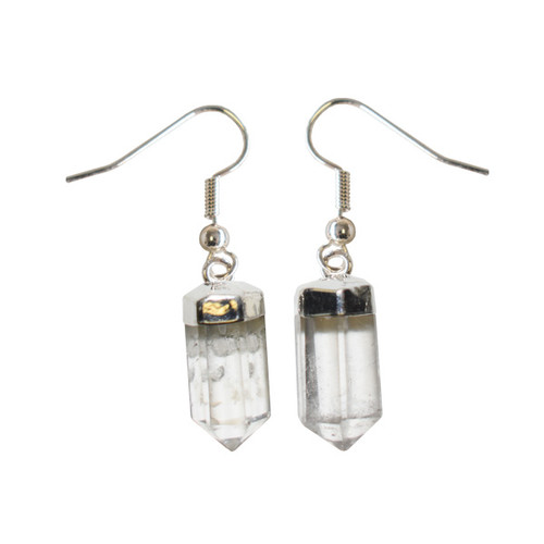 Earrings - Clear Quartz Polished Faceted Point Earrings - Clear Quartz Polished Faceted Point