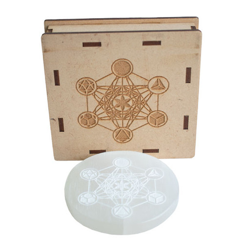 Selenite Charging Plate - Metatrons Cube Selenite Charging Plate - Metatrons Cube
