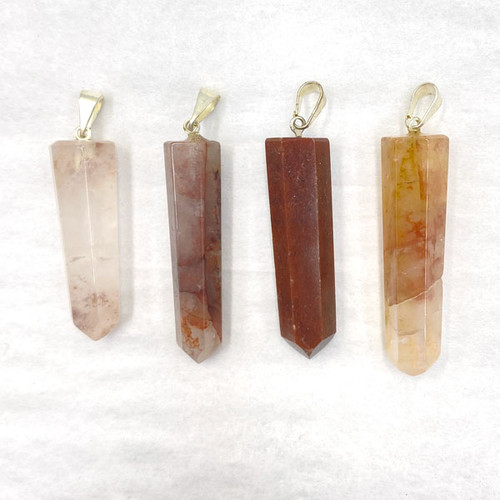 Polished Point Bail Pendant - Red Hematoid Quartz