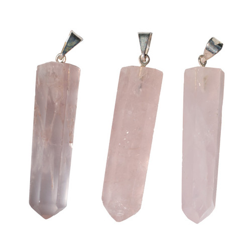 BACKORDER - Polished Point Bail Pendant - Rose Quartz