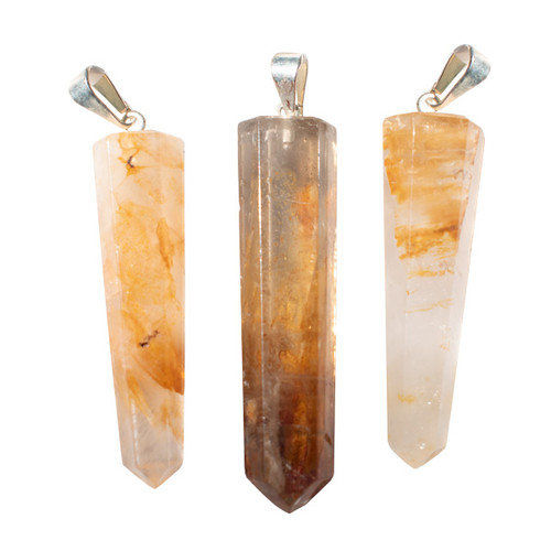 Polished Point Bail Pendant - Golden Healer Quartz
