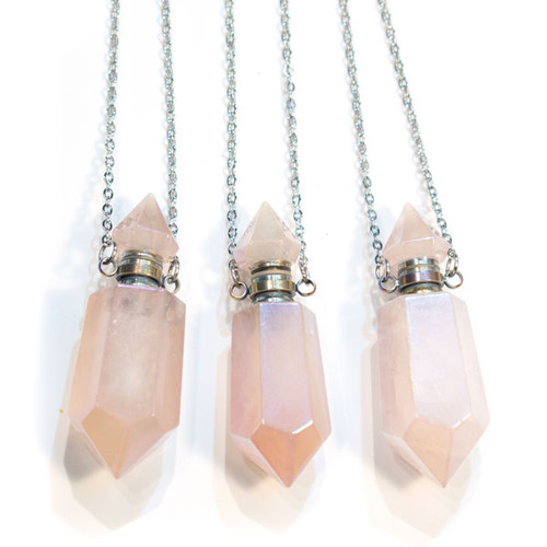 Gemstone Perfume Necklace - Rose Quartz Aura