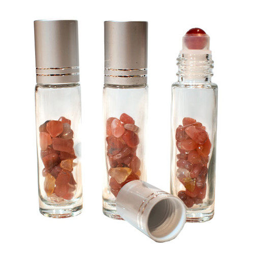 Bottle with Gemstone Roller and Chips - Carnelian
