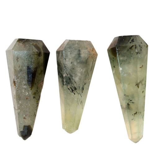 BACKORDER - Faceted Pendulum - Prehnite with Black Epidote