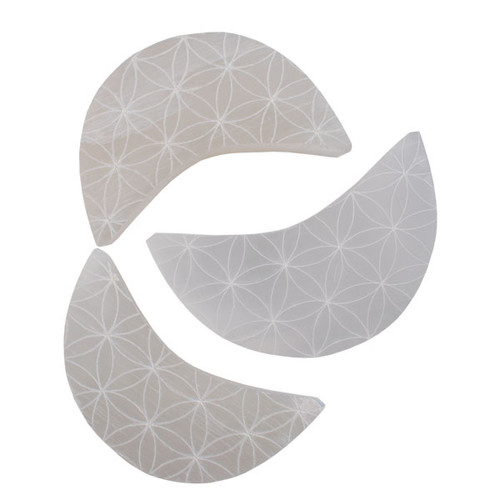 Selenite Engraved Moon - Flower of Life Selenite Engraved Moon - Flower of Life