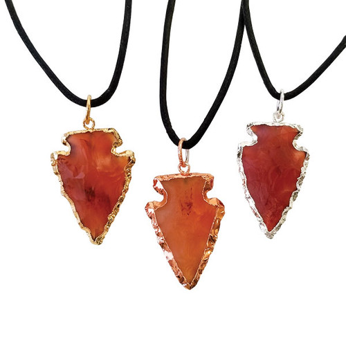 BACKORDER - Plated Arrowhead Pendants - Carnelian (3) BACKORDER - Plated Arrowhead Pendants - Carnelian (3)
