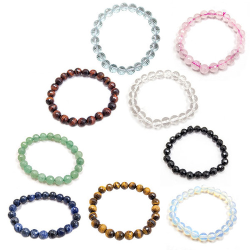 Gemstone Faceted Bead Bracelets - Assorted (12)