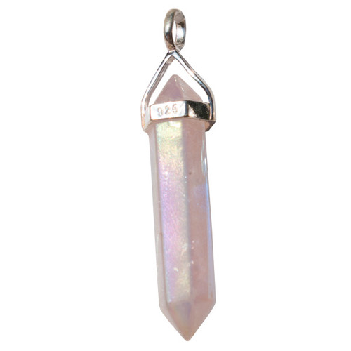 Point Pendant - Rose Quartz Aura (2)