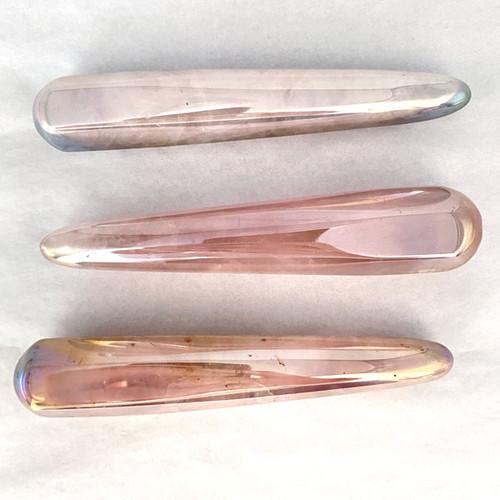 Wand - Round Edge Faceted - Rose Quartz Aura Wand - Round Edge Faceted - Rose Quartz Aura