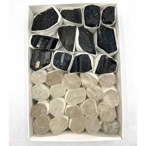 Boxed - Black Tourmaline and Clear Quartz Points (2.8-3 lb) Boxed - Black Tourmaline and Clear Quartz Points (2.8-3 lb)