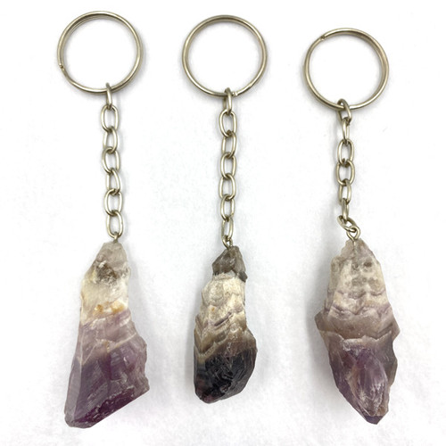 Mineral Keychains - Amethyst Chevron Rough Point (12)