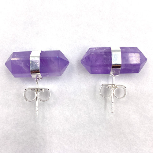 Stud Earrings - Amethyst Double Terminated Point