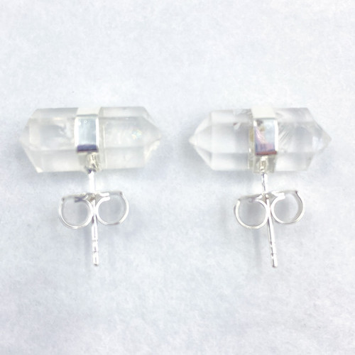 Stud Earrings - Clear Quartz Double Terminated Point Stud Earrings - Clear Quartz Double Terminated Point