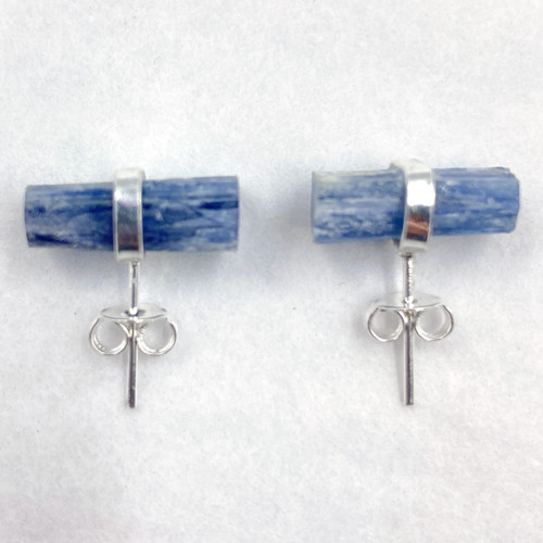 Stud Earrings - Rough Kyanite Slice