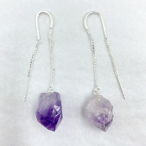 Thread Earrings - Rough Point Amethyst Thread Earrings - Rough Point Amethyst
